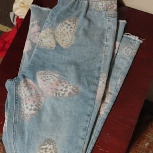 Women's Blue Butterfly Print Jeans